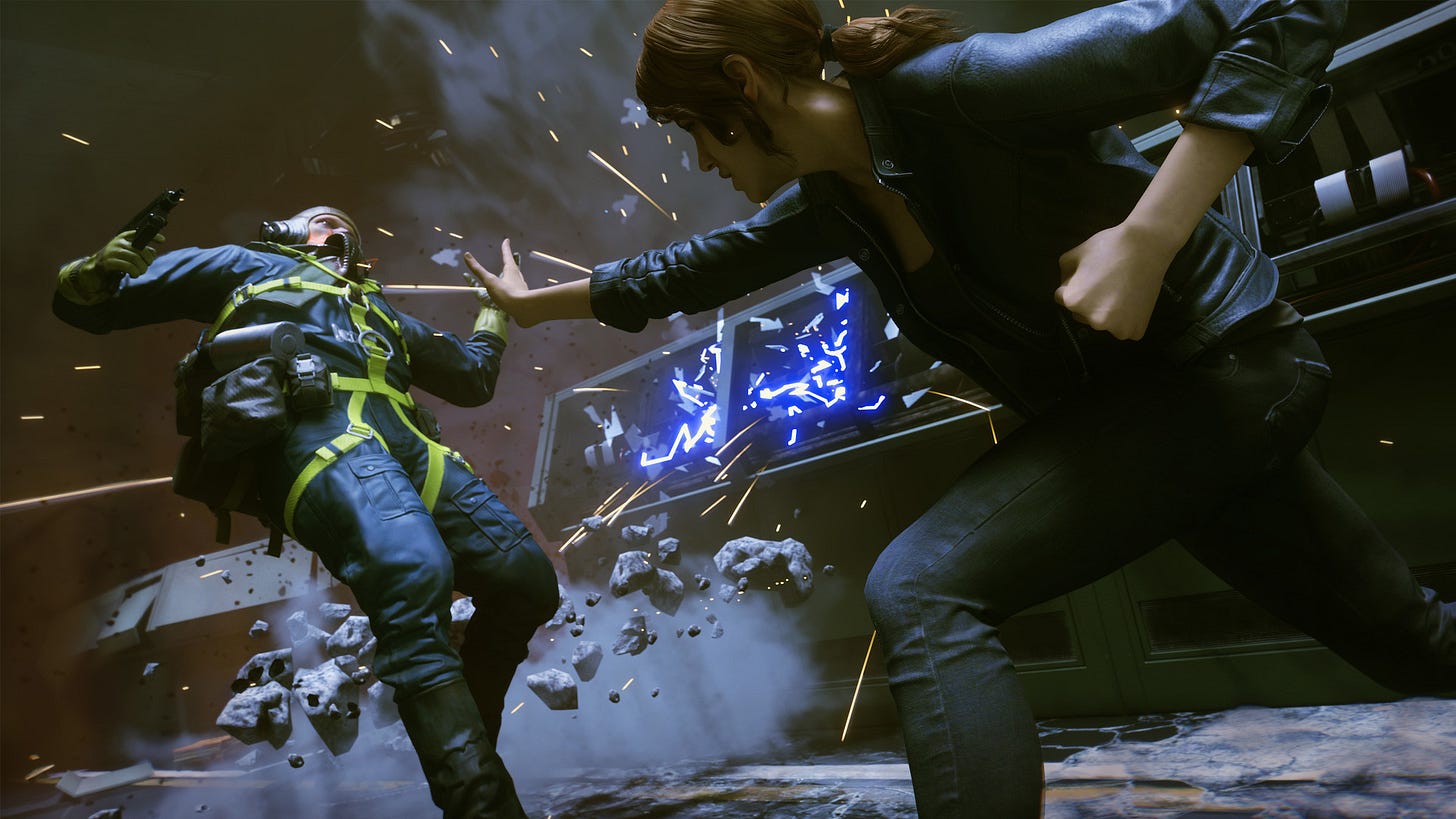 Control gameplay — Jesse Faden wielding supernatural powers in the Oldest House