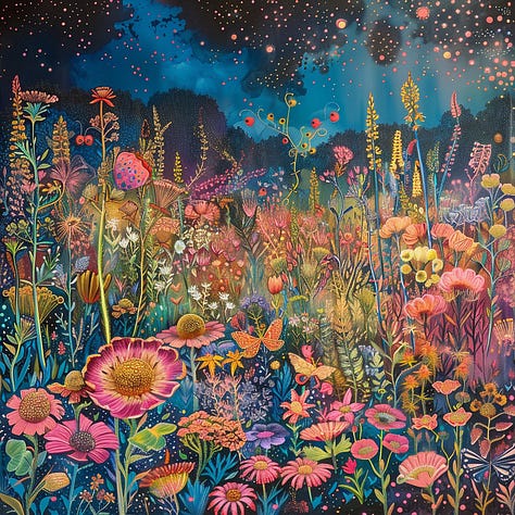 Dog, lamp, meadow - psychedelia
