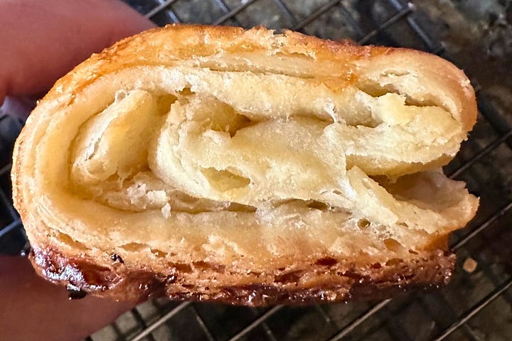 Photos of baked gluten-free rough puff pastries.