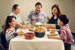 family eating dinner
