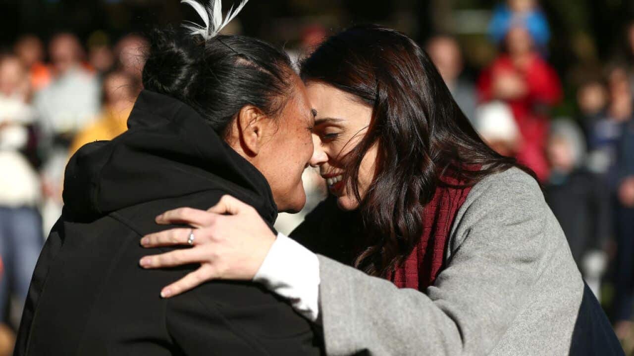 Prime Minister Jacinda Ardern is greeted with a hongi during a Matariki tree planting event at Mount Victoria on 30 June, 2019, in Wellington, New Zealand. Prime Minister Jacinda Ardern is greeted with a hongi during a Matariki tree planting event at Mount Victoria on 30 June, 2019, in Wellington, New Zealand.