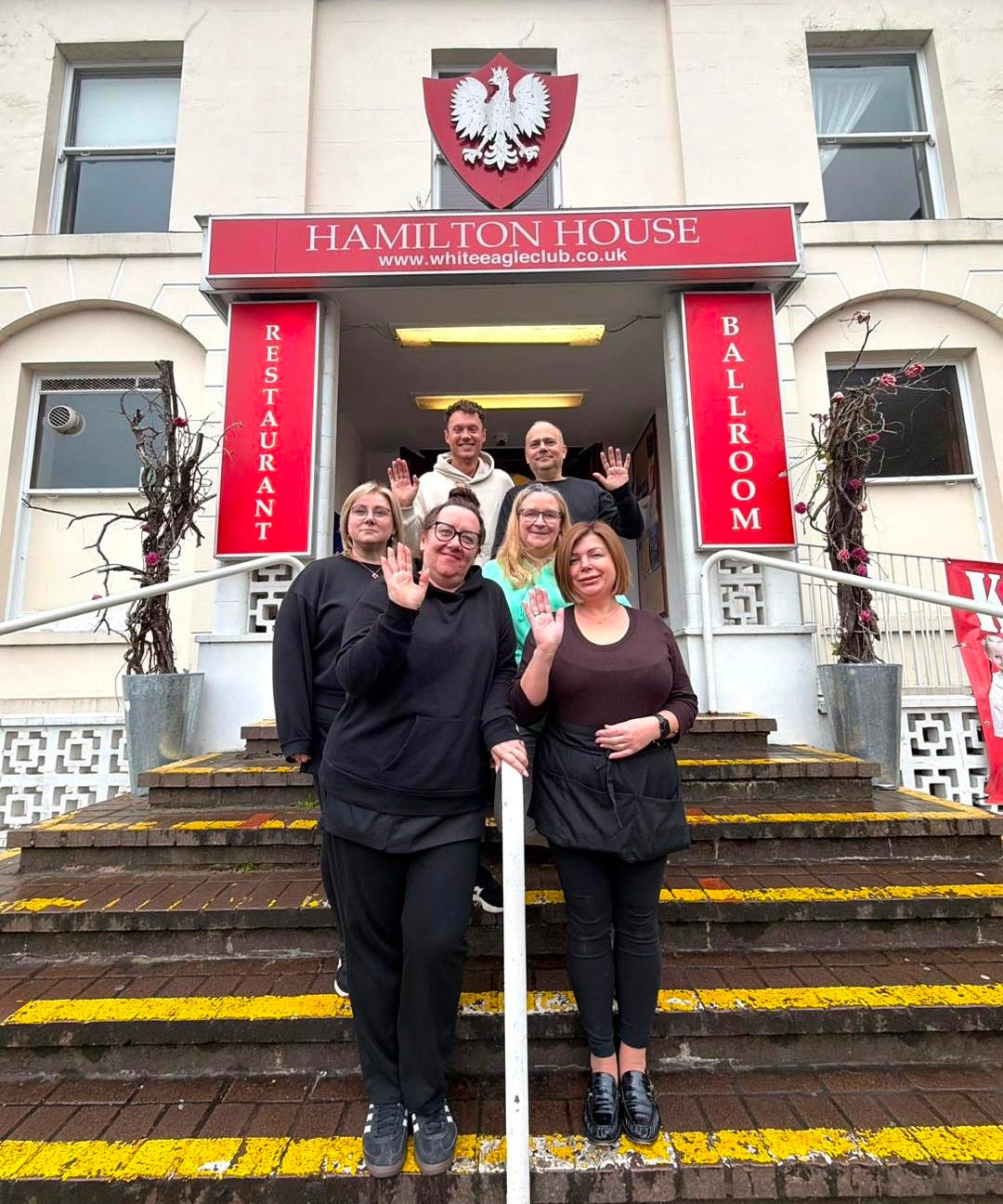 May be an image of text that says "HAMILTONHOUSE .CO HOUSE www.whiteagleclub.co.uk www whiteeagl lub.co.uk leclub. R E S S T U i R R A N T Τ B A L L T R O o O M 母 登理 醉 ናጋ! 回 酒社. KES" May be an image of text that says "HAMILTONHOUSE .CO HOUSE www.whiteagleclub.co.uk www whiteeagl lub.co.uk leclub. R E S S T U i R R A N T Τ B A L L T R O o O M 母 登理 醉 ናጋ! 回 酒社. KES"