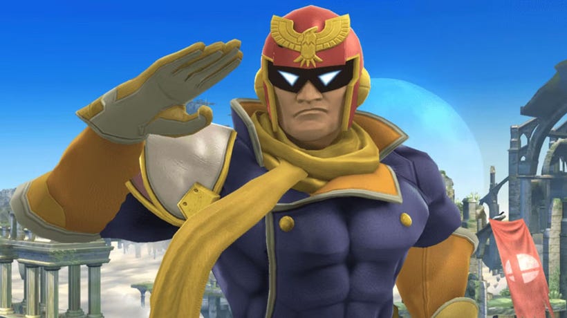 Captain Falcon salutes to the camera