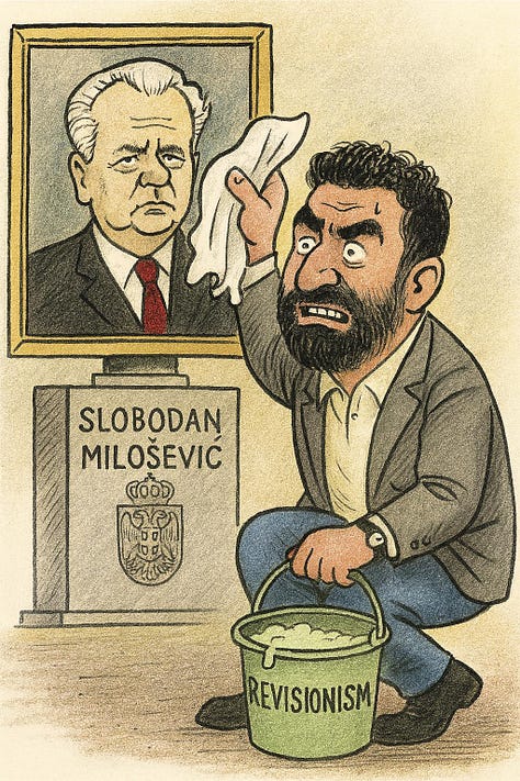 Vizatimet që e qartësojnë dëmin që i bëjnë historisë sonë figura të tilla si Lirim Mehmetaj dhe bashkëpunëtorët e tij: Ilir Mirena, Berat Buzhala, Baton Haxhiu e të tjerë, të cilët gëzojnë hapësirë në ekranet televizive, e që nuk dihet se kush i financon.