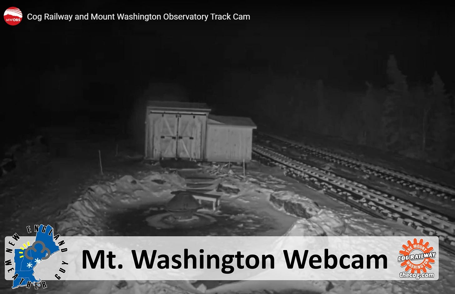 May be an image of ‎text that says '‎MWOBS Cog Railway and Mount Washington Observatory Track Cam N BZAU بابه ΜόΜΔΑ Mt. Washington Webcam HE MOU魅 C OGRAILWAY #ለይዘዘዝ UCTON thecog.com theco‎'‎