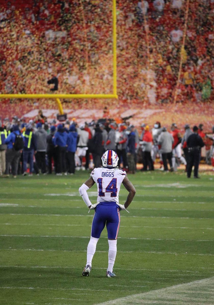 Stefon Diggs on watching confetti fall in KC last year: “I didn't want to run from defeat…” #Bills WR said he keeps his chin up, even when things don't go his way. Stefon Diggs on watching confetti fall in KC last year: “I didn't want to run from defeat…” #Bills WR said he keeps his chin up, even when things don't go his way.