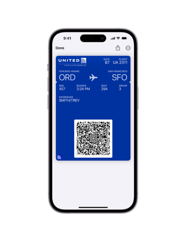 Apple Wallet Boarding Pass