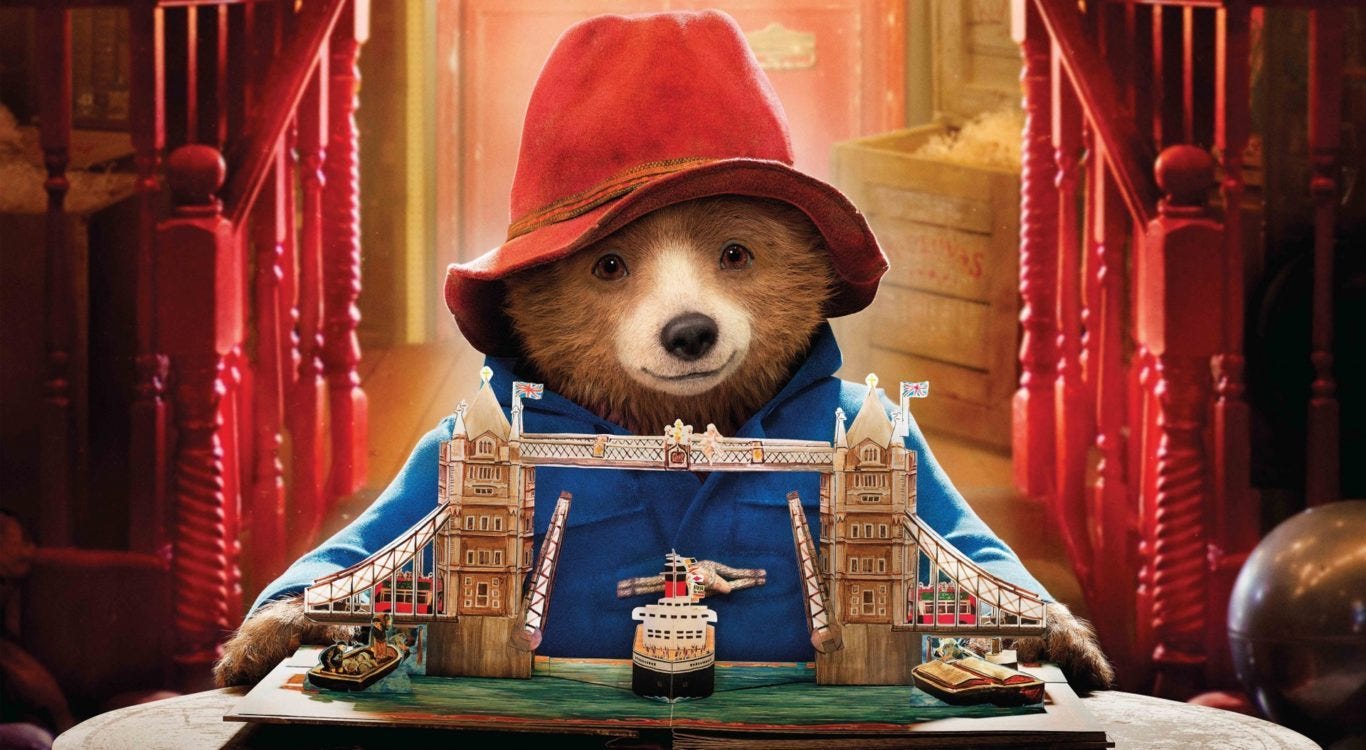 Paddington Bear, with the pop up book ofLondon for Aunt Lucy