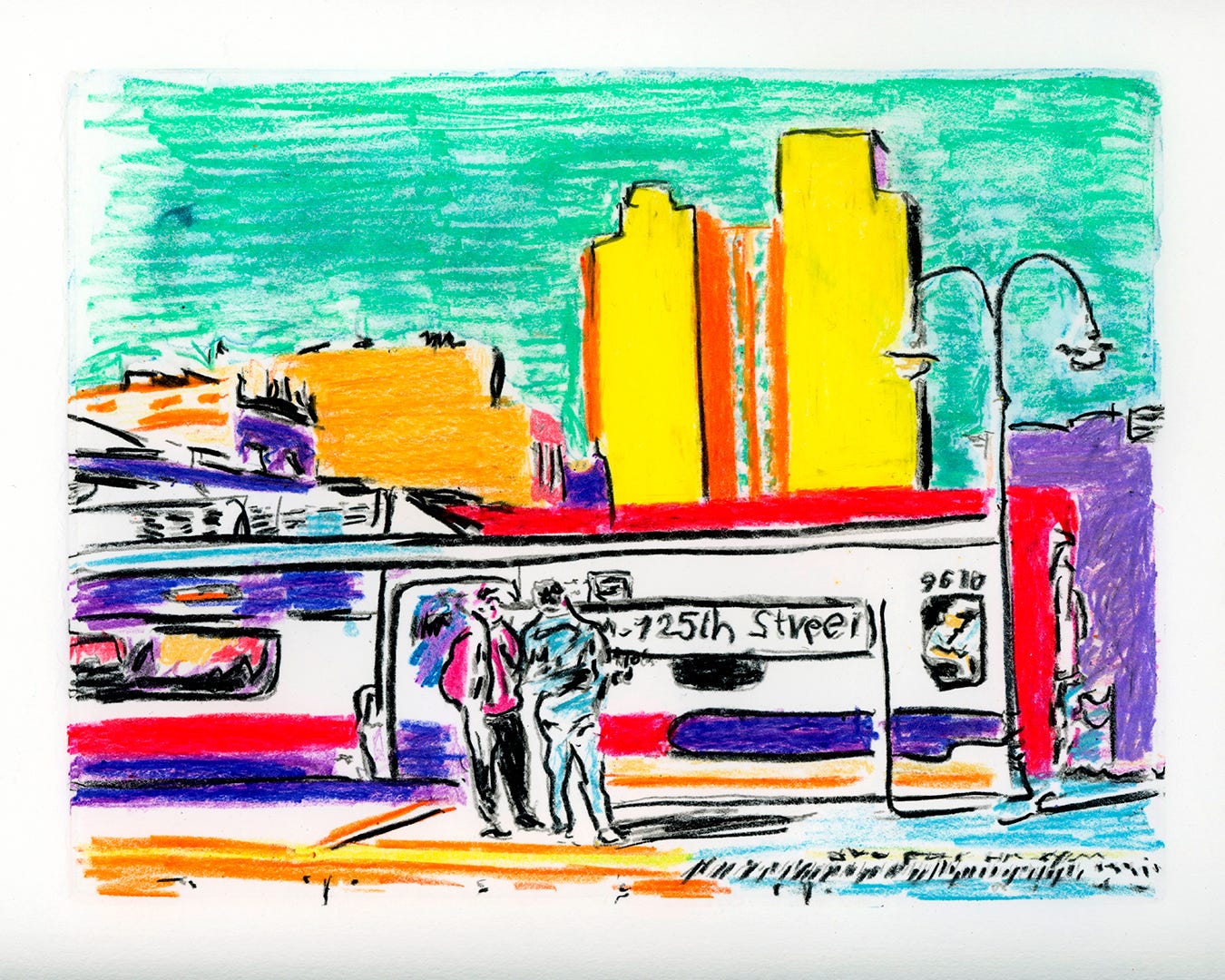 Brightly-colored depiction of MetroNorth 125th St. Station Brightly-colored depiction of MetroNorth 125th St. Station