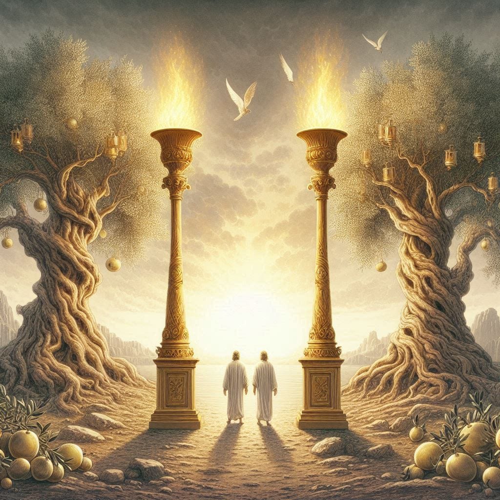 two olive trees and two lampstands from Revelation chapter 11
