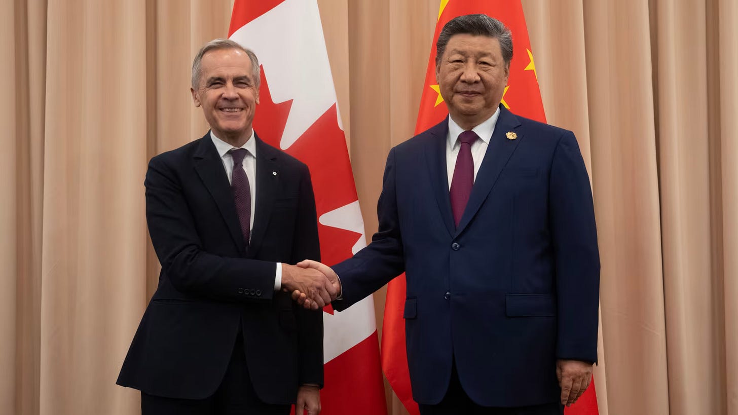 Canadian PM Mark Carney, left, shakes hands with Xi Jinping at the start of a meeting in Gyeongju, South Korea on October 31, 2025. Canadian PM Mark Carney, left, shakes hands with Xi Jinping at the start of a meeting in Gyeongju, South Korea on October 31, 2025.