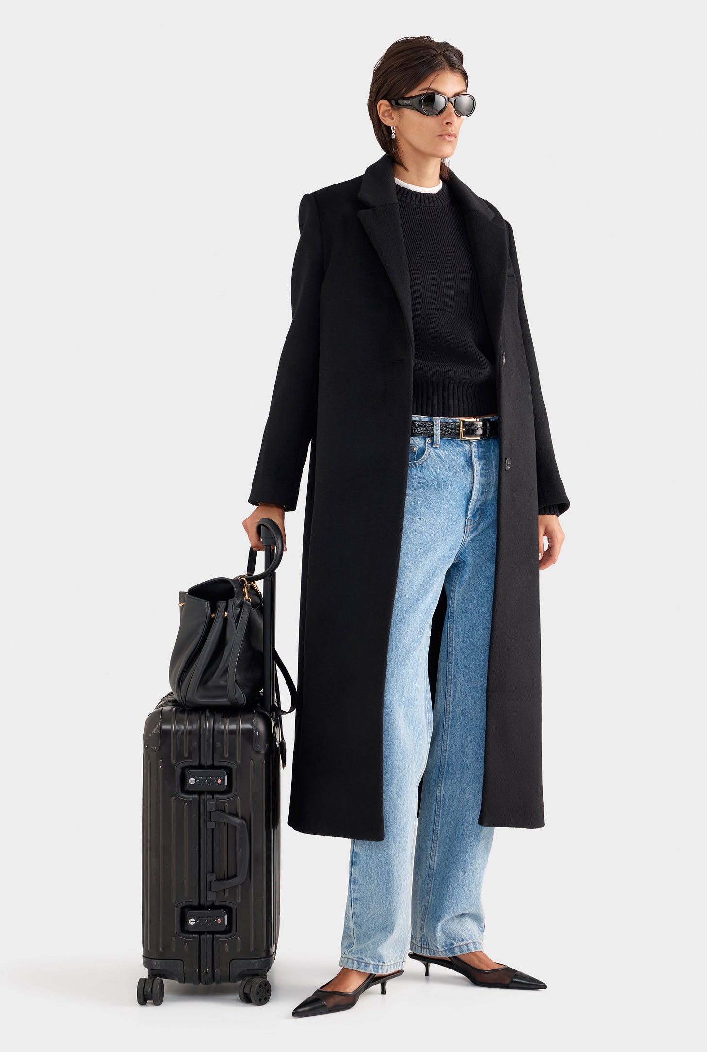 Womens Wool Coat in Black | Venroy