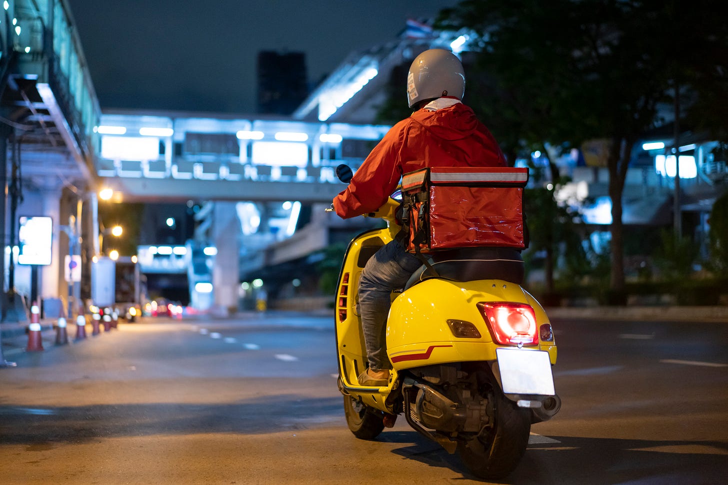 A delivery driver at night A delivery driver at night