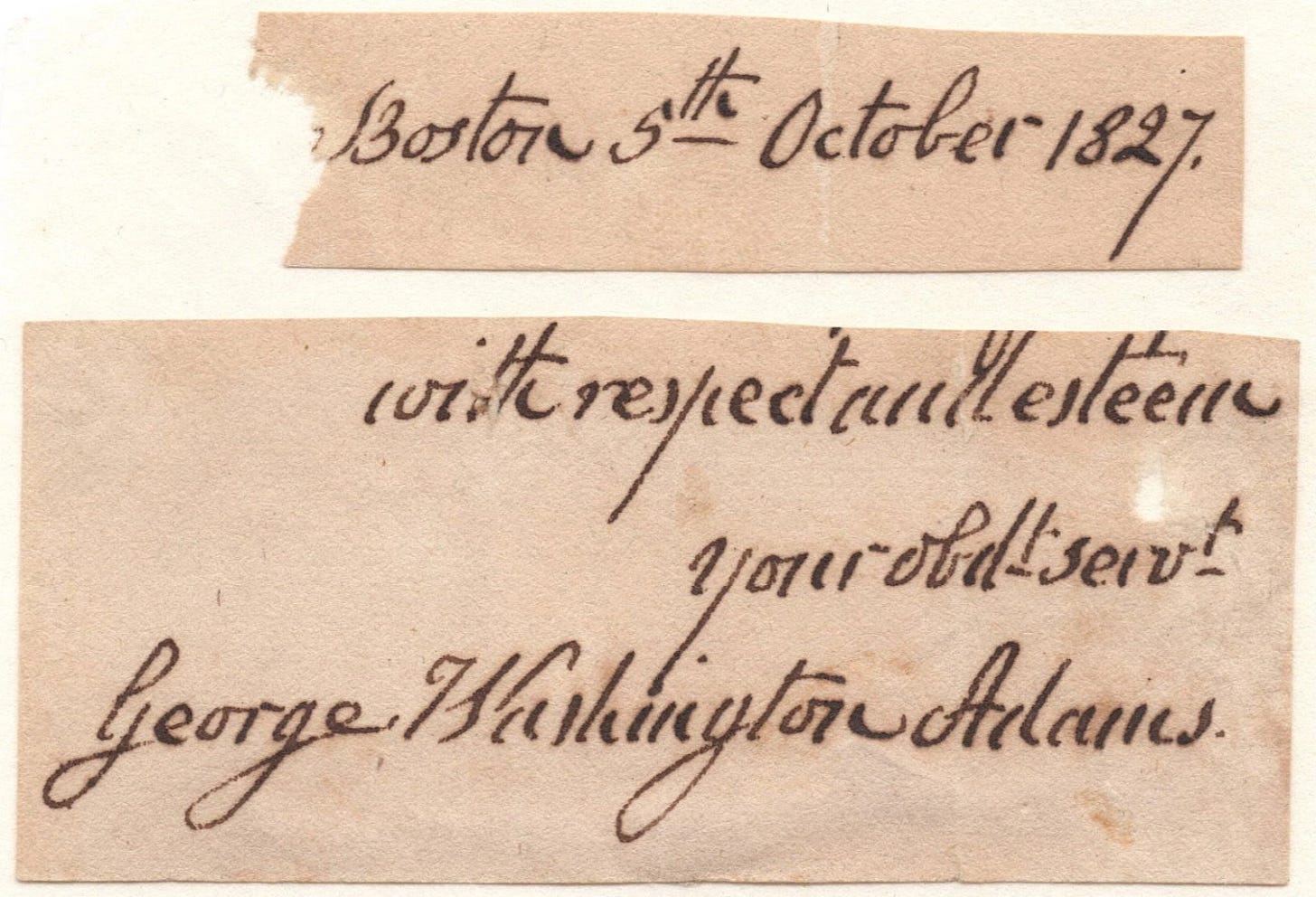 RARE Ink Signature of George Washington Adams - John Quincy Adams' Eldest Son - Picture 1 of 1