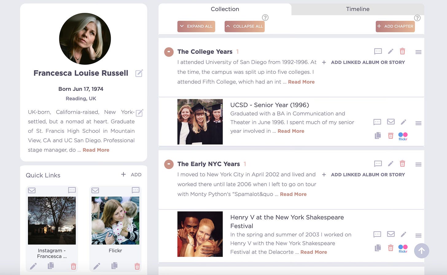 A screenshot of a personal page on My Family Archive.