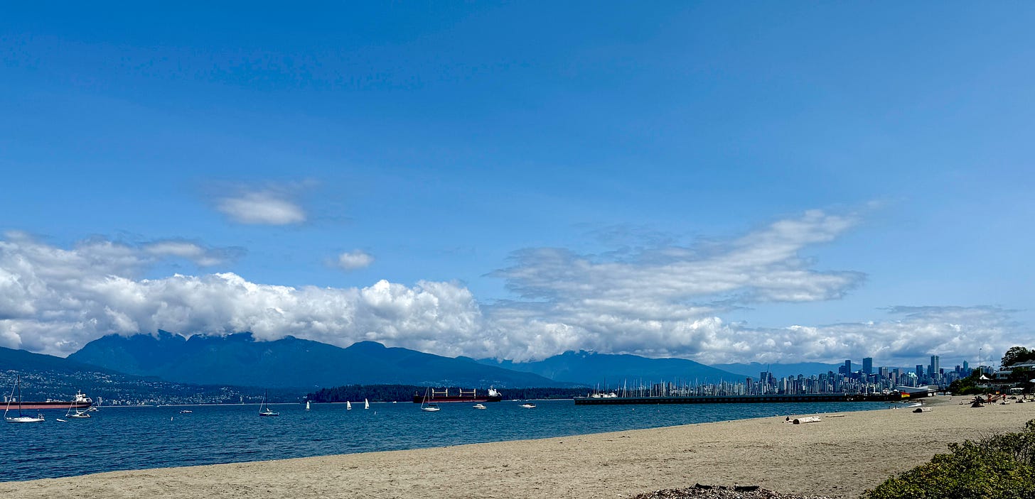 Northern view from Jericho Beach Park, site of the Vancouver Folk Music Festival. Photo by JPC. 