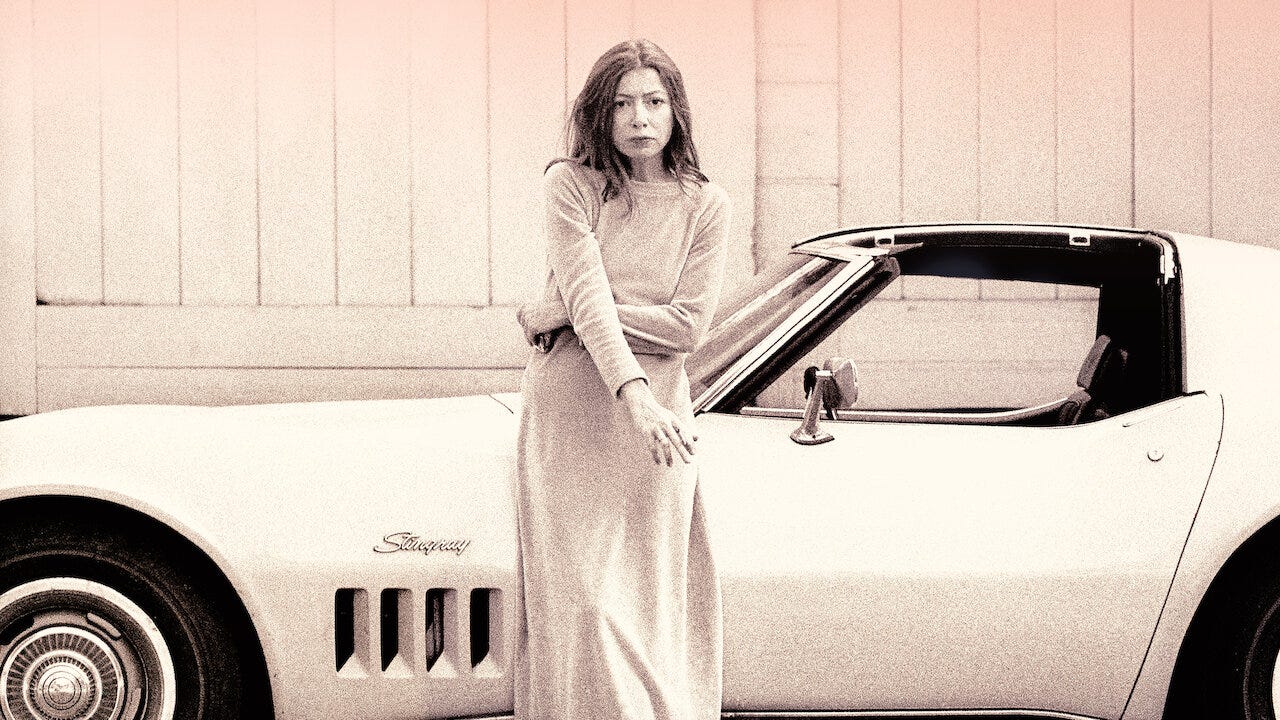 Netflix’s cover art for the documentary Joan Didion: The Center Will Not Hold.