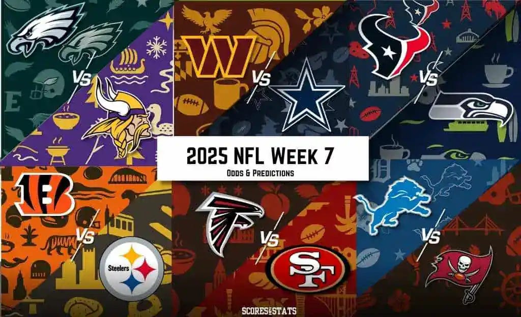 2025 NFL Week 7 Odds, Predictions and Schedule