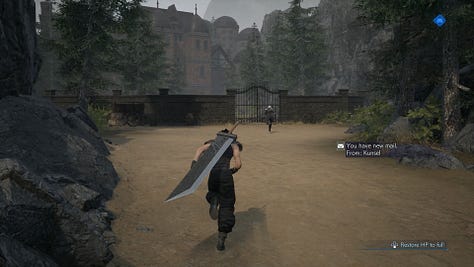 Cloud and Zack rest at the inn before running over to the Shinra manor to look for Sephiroth (Crisis Core)