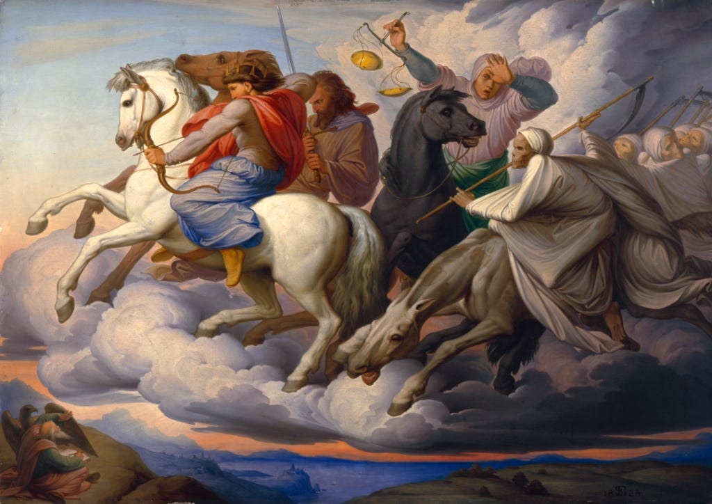 A painting of a group of people riding horses

AI-generated content may be incorrect.