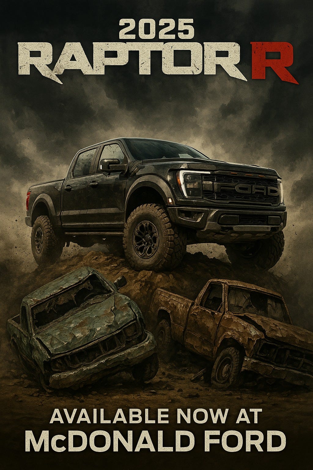 May be an image of car and text that says '2025 RAPTORI AVAILABLE NOW AT McDONALD FORD'