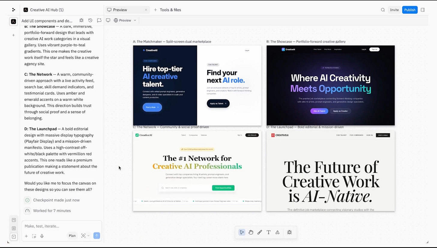 Multiple variants generated can be reviewed. The favorite can be selected and used in the app. Multiple variants generated can be reviewed. The favorite can be selected and used in the app.