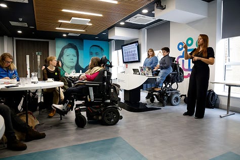 Images include photos of attendees from the Disabled Women & Poverty Event.