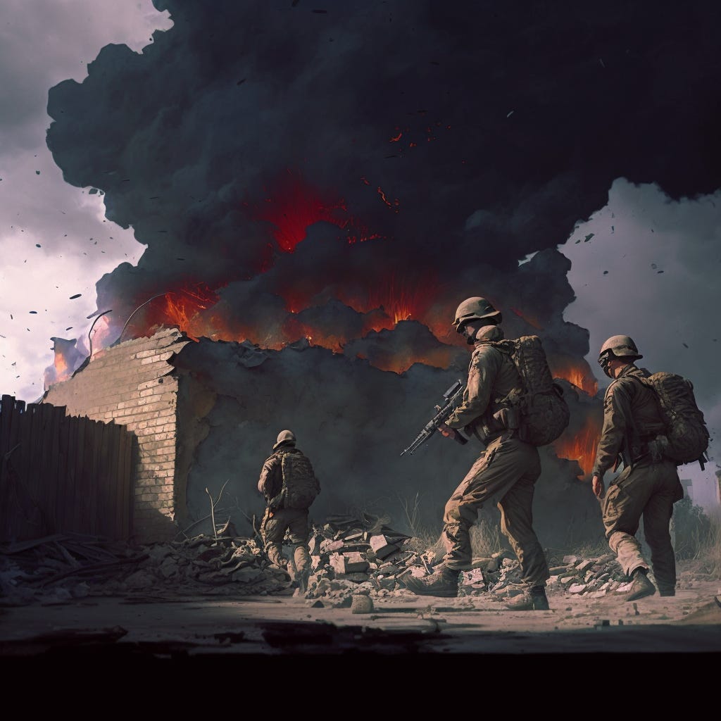 AI's interpretation of me in Iraq.