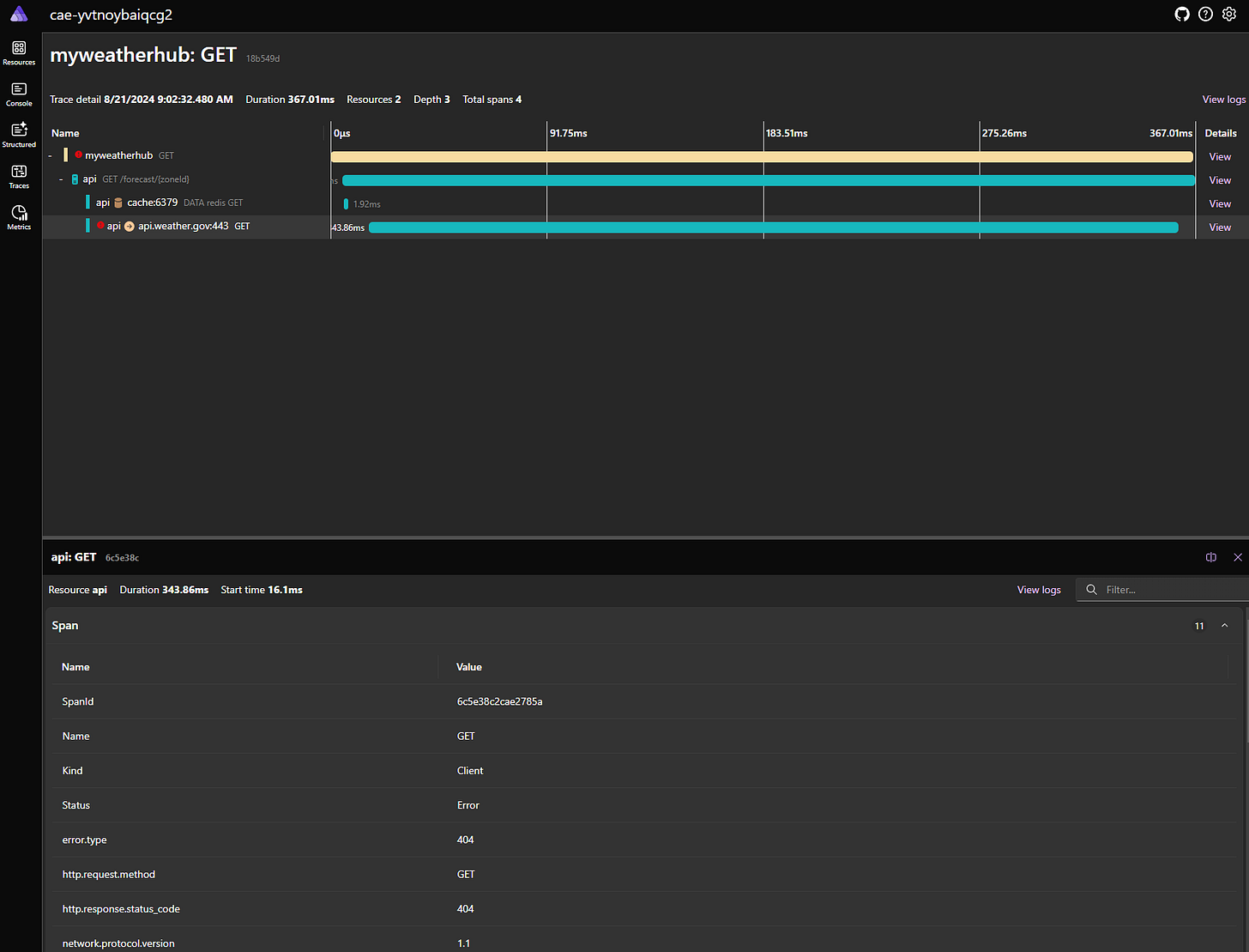 .NET Aspire deploy ACA - dashboard - traces .NET Aspire deploy ACA - dashboard - traces