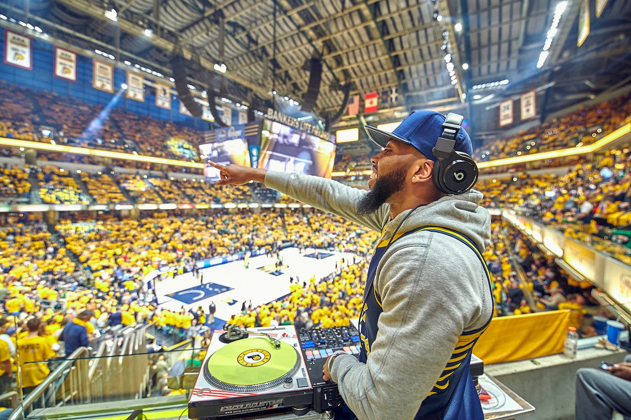DJ Bandcamp has worked Pacers home games for nearly a decade thanks to a cold email he sent. (Photo: DJ Bandcamp) DJ Bandcamp has worked Pacers home games for nearly a decade thanks to a cold email he sent. (Photo: DJ Bandcamp)