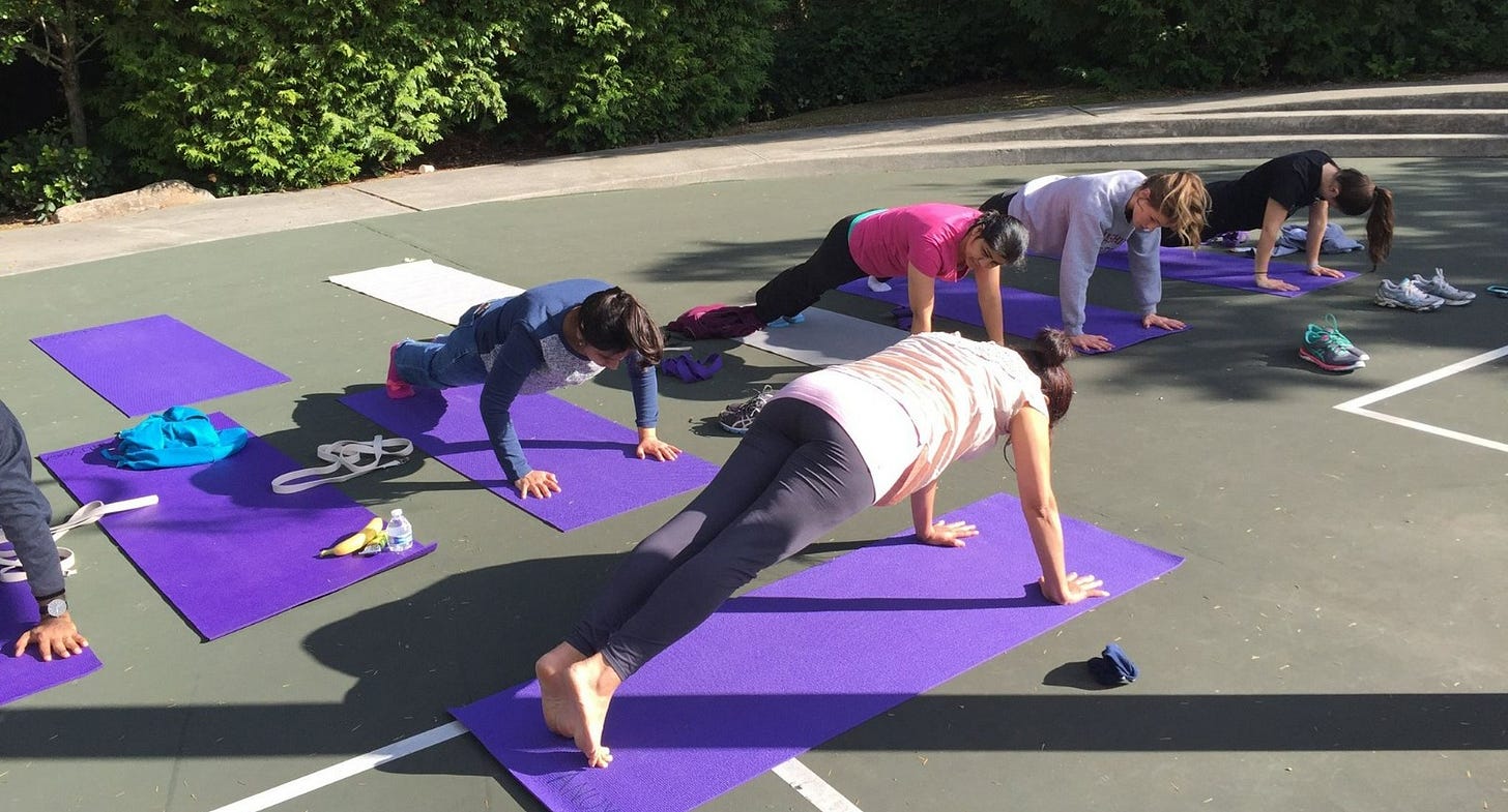 Anu leading a small class of yogis
