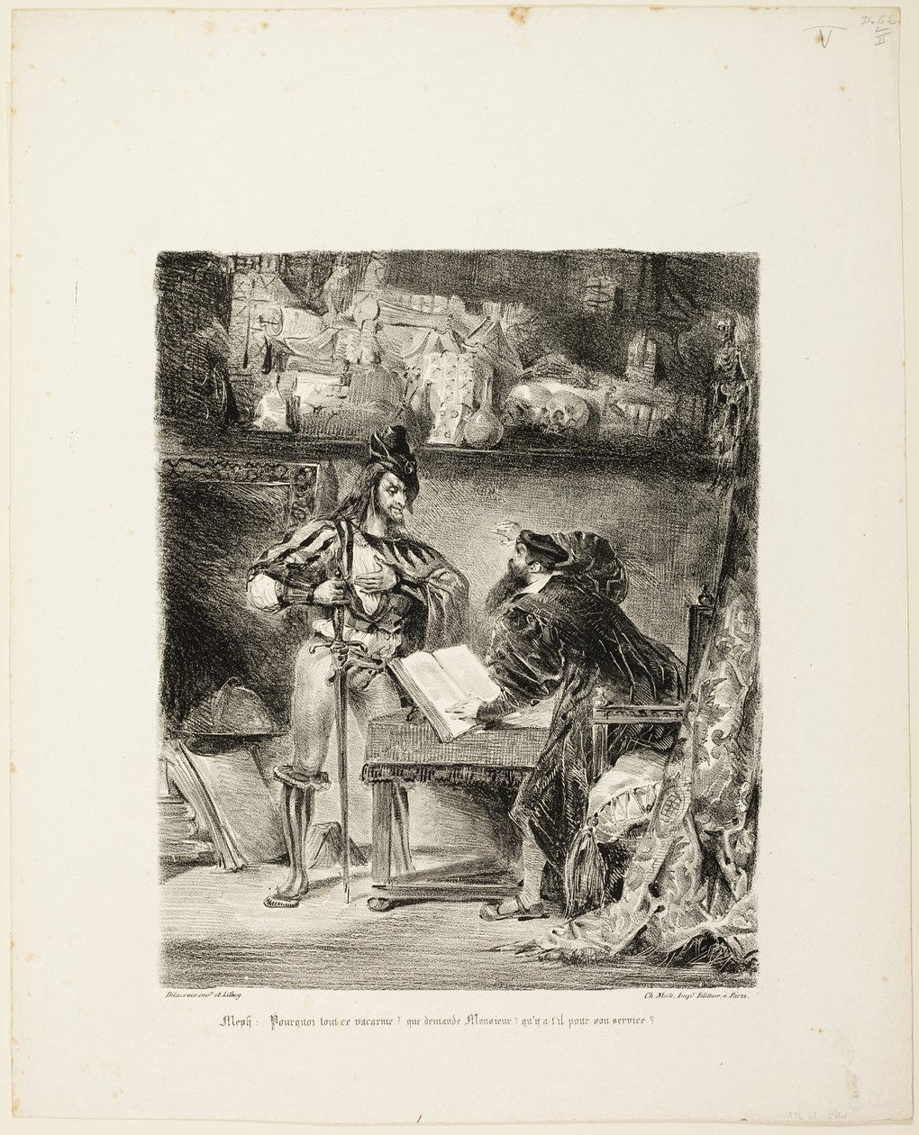 Mefistófeles apareciendo a Fausto de Eugène Delacroix