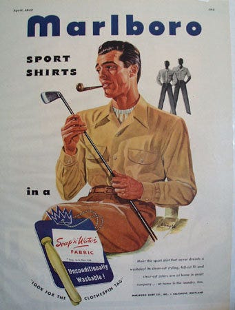 Marlboro Shirts Clothespin Tag Ad 1947