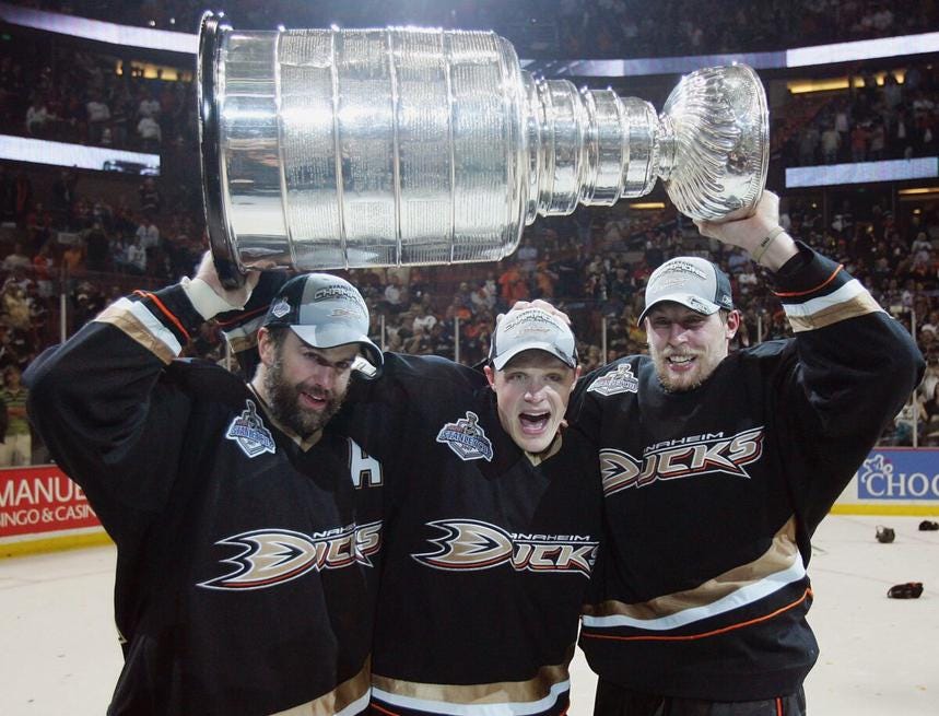 Rob Niedermayer Samuel Pahlsson Travis Moen Anaheim Ducks Rob Niedermayer Samuel Pahlsson Travis Moen Anaheim Ducks