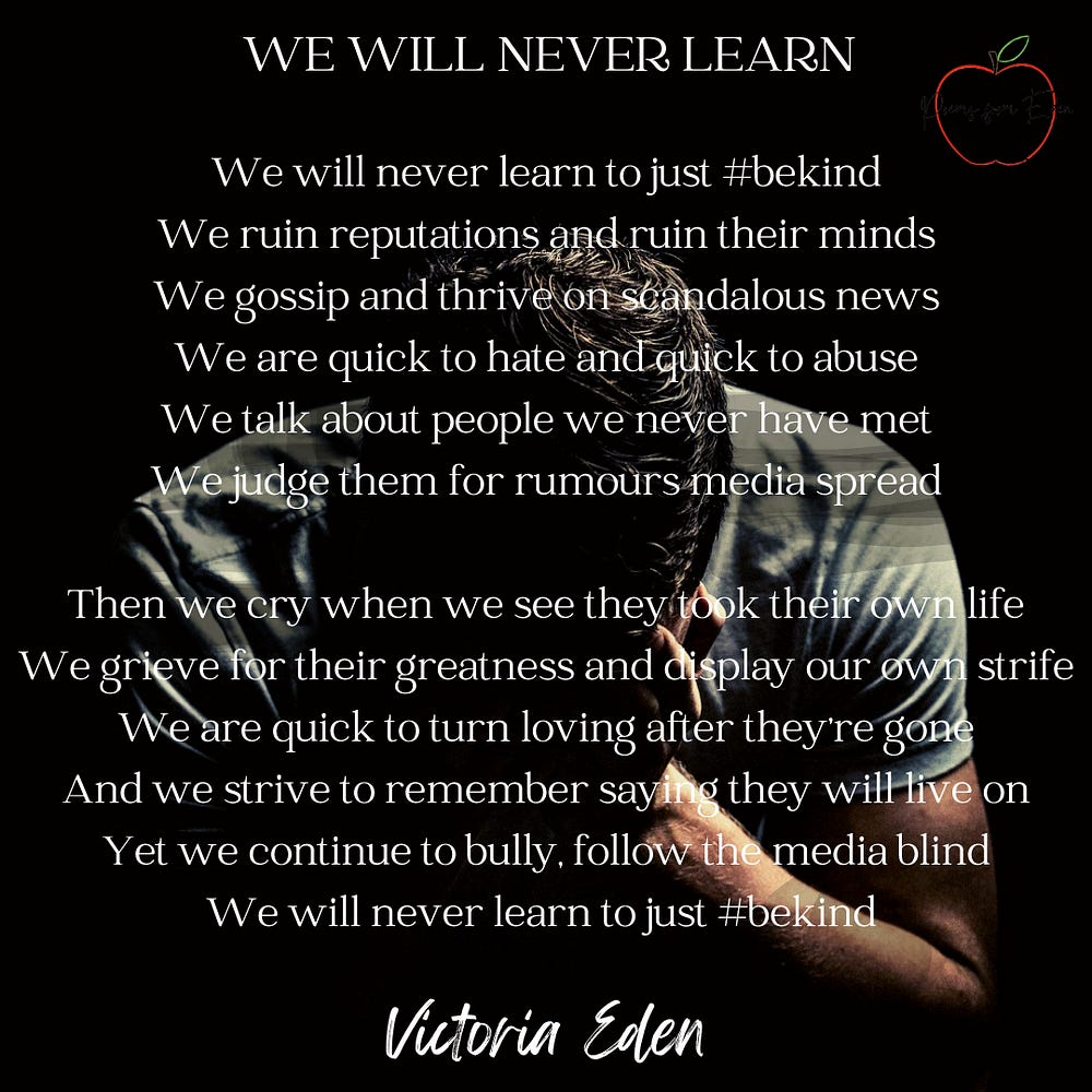 The poem in an image of a man with his head in his hands.