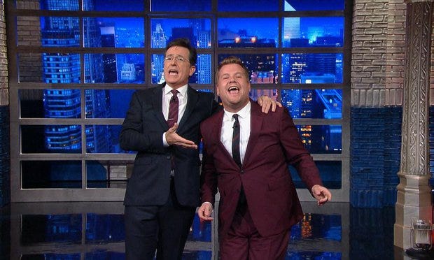 james corden denies colbert claims