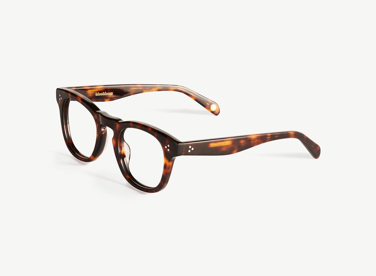 Side view of a pair of eyeglasses called the Diva in Tortoise