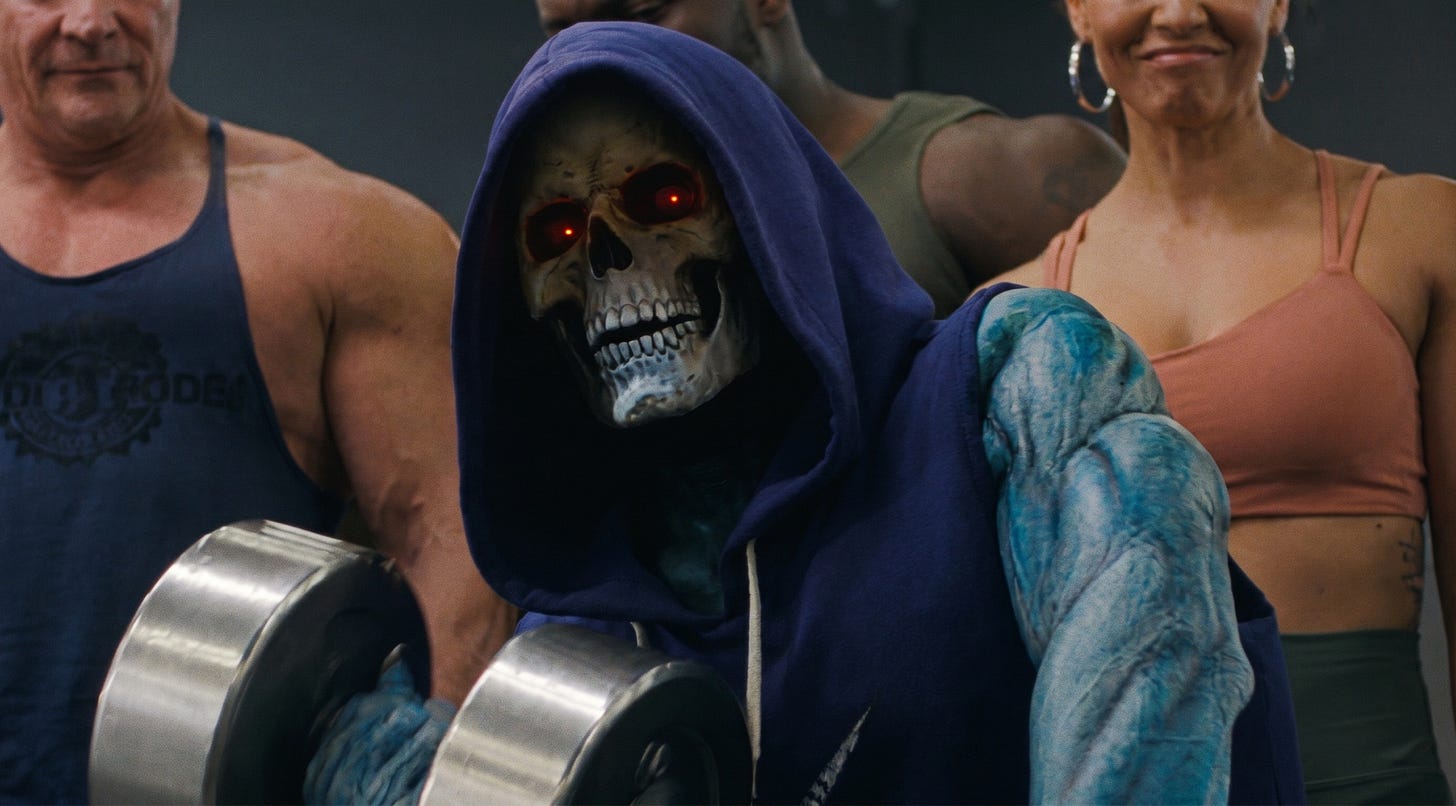 Gym Bro Skeletor / Image: Amazon / upscaled with AI