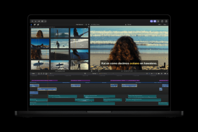 Final Cut Pro introduces more keyframe easing options for finer animation control, the ability to disconnect clips from the primary storyline to place them anywhere on the timeline, and 23 new transcription languages.