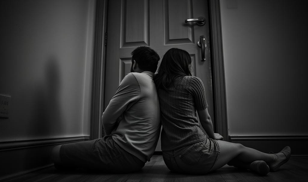 a man and woman grieving the loss of their child