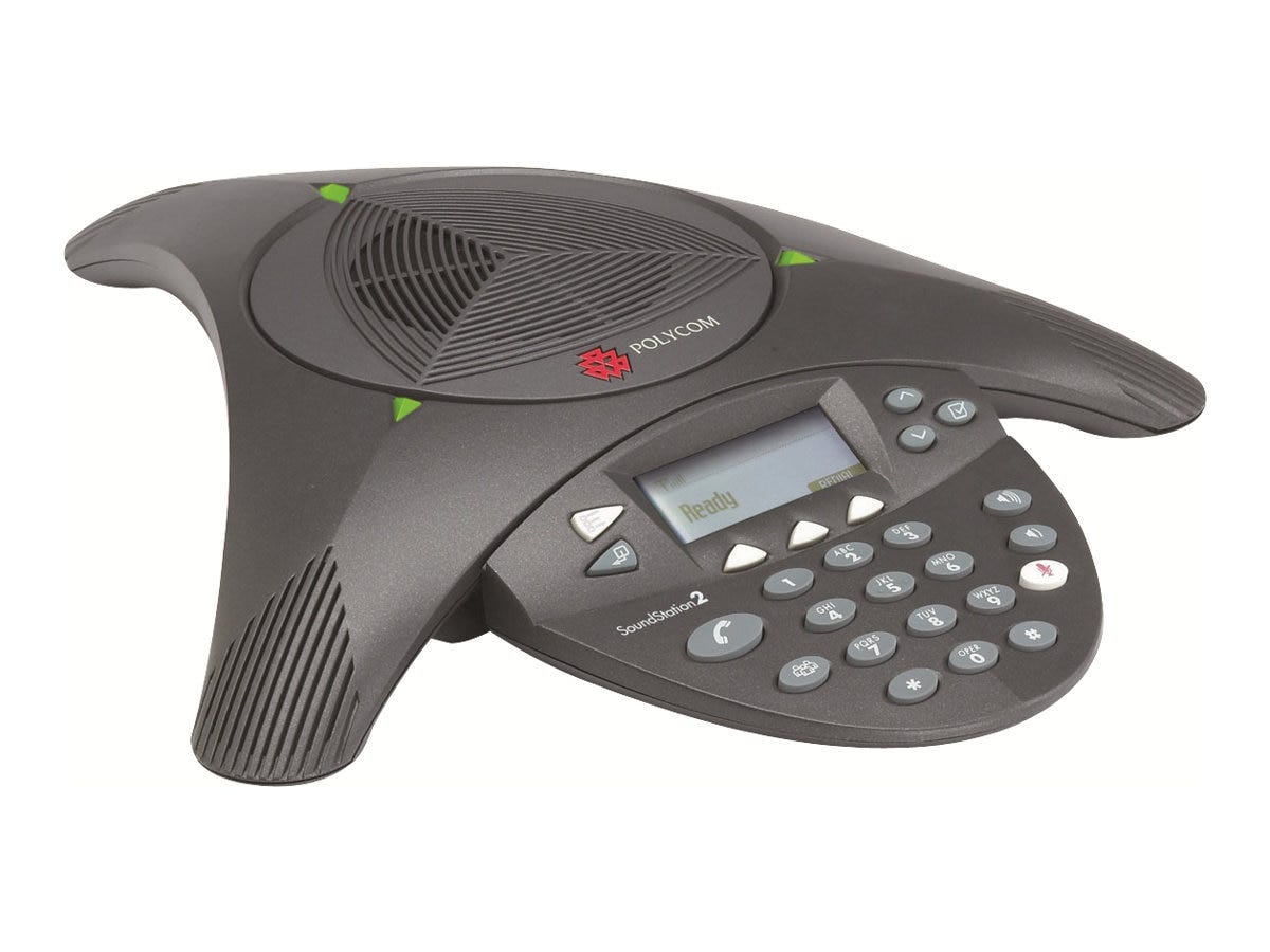 A Polycom teleconference phone. A Polycom teleconference phone.