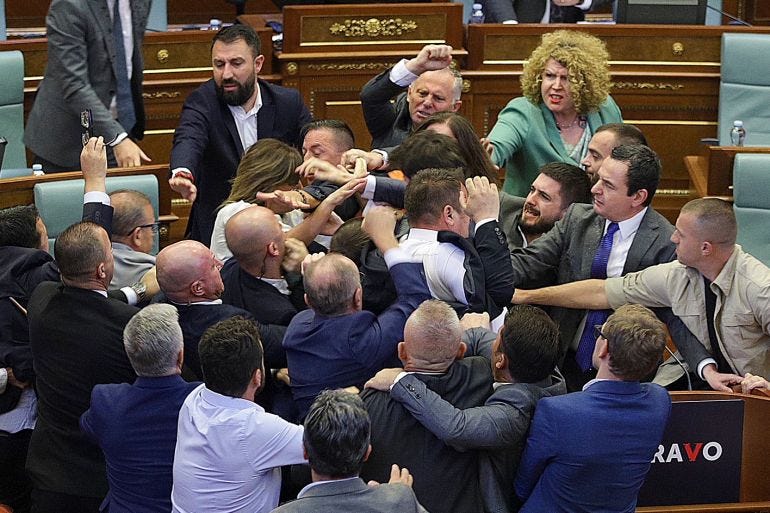 Kosovo's MPs brawl as PM speaks on defusing tensions with Serbs | Politics  News | Al Jazeera