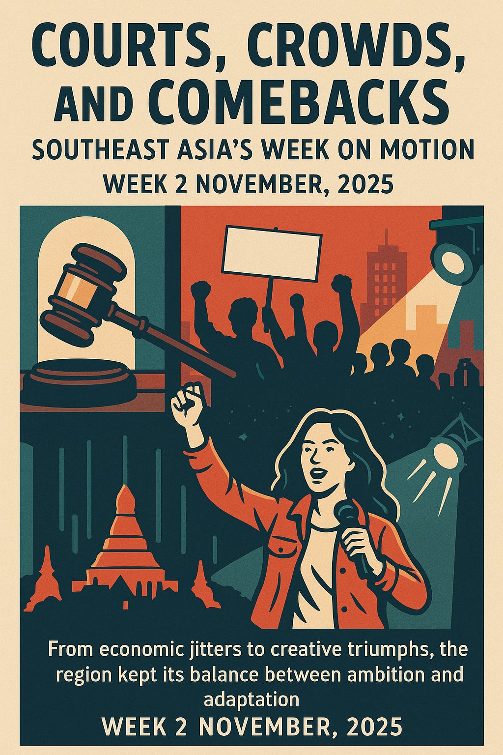 Collage of Southeast Asian moments — from Indonesia’s economic data and the Philippines’ typhoons to Quezon City and Ho Chi Minh’s UNESCO film honors — capturing a week of resilience and creativity across the region. Collage of Southeast Asian moments — from Indonesia’s economic data and the Philippines’ typhoons to Quezon City and Ho Chi Minh’s UNESCO film honors — capturing a week of resilience and creativity across the region.