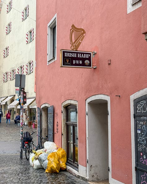 Bars and Apartments in Regensburg's old city. 