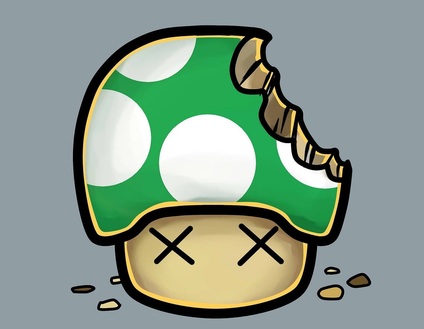 Green mushroom with dead eyes Green mushroom with dead eyes