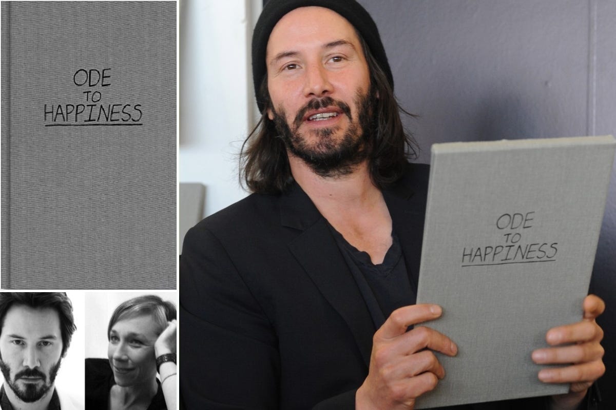 Keanu Reeves, Ode to Happiness. Wow. $1500 for a used copy on Amazon | by  Linda Caroll | The Book Cafe | Medium
