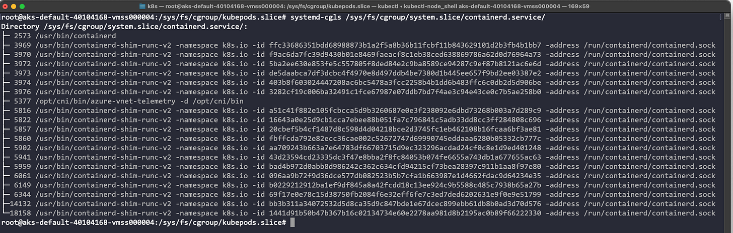 Resultado ejecución comando systemd-cgls directorio cgroups containerd Resultado ejecución comando systemd-cgls directorio cgroups containerd