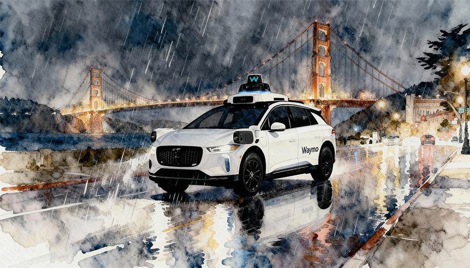 A car driving on a road in the rain

AI-generated content may be incorrect.