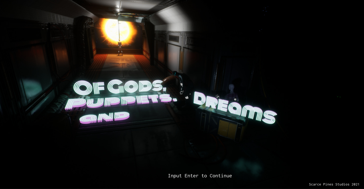 Title screen of Gods, Puppets and Dreams