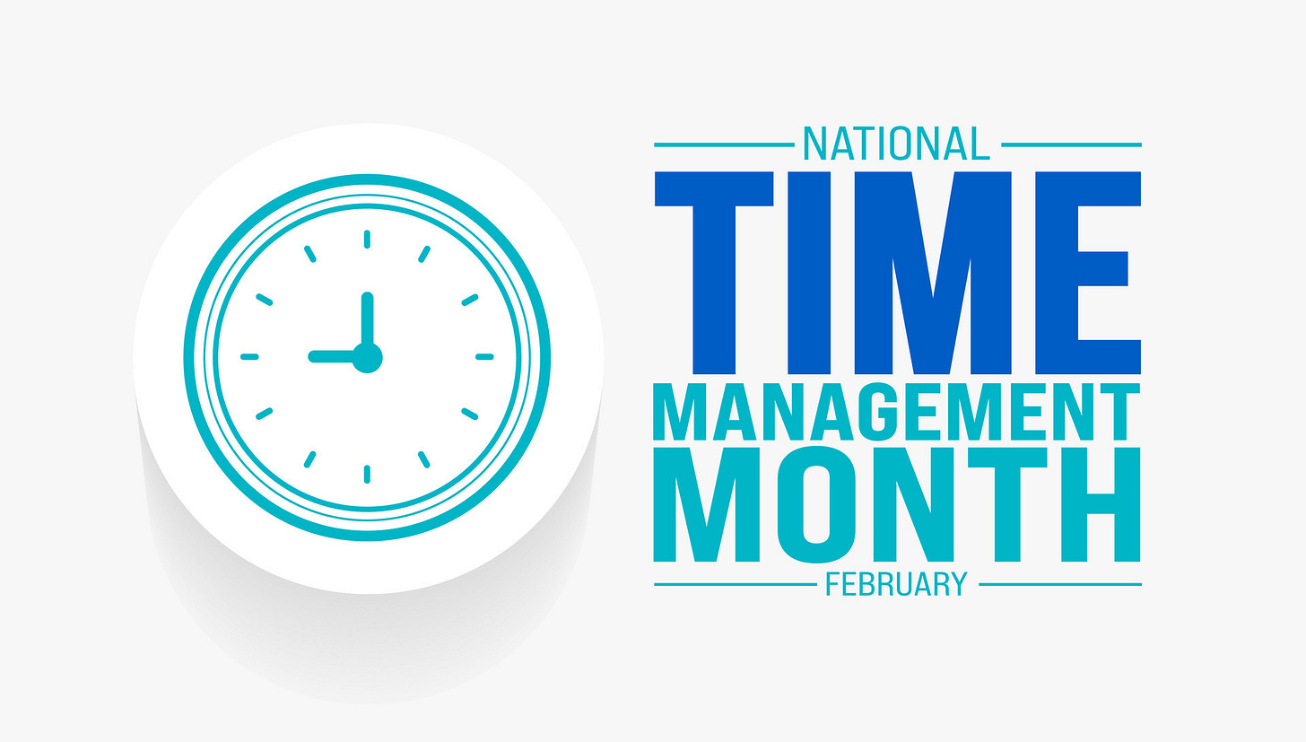 february National Time Management Month background template. Holiday  concept. background, banner, placard, card, and poster design template.  36275258 Vector Art at Vecteezy